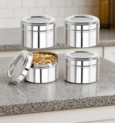 VISAXMI Stainless Steel Utility Container  - 350 ml(Pack of 4, Silver)