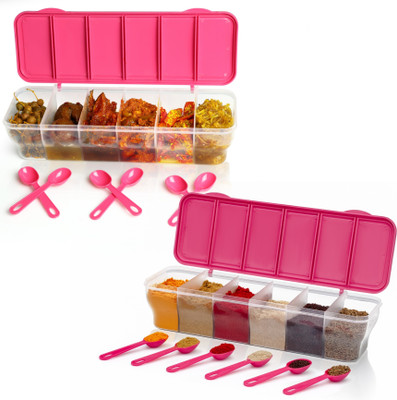 MAGICSPOON Polypropylene Pickle Jar  - 1500 ml(Pack of 2, Pink)