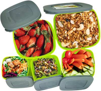 Jackcleen Plastic Utility Container  - 1 L(Pack of 5, Green)