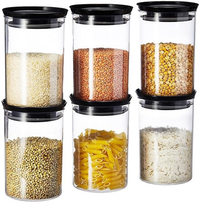 nariya Plastic Grocery Container  - 1070 ml(Pack of 6, Black)