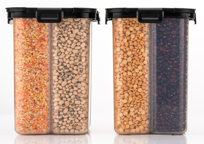 WeCoCo Plastic Grocery Container  - 2500 ml(Pack of 2, Black)