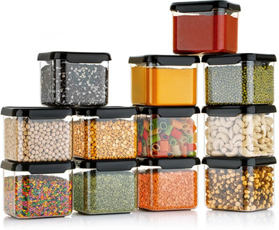 busaji enterprise Plastic Grocery Container  - 500 ml(Pack of 12, Black)