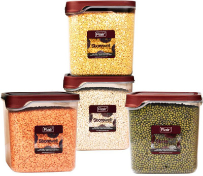 FLAIR Plastic Grocery Container  - 1.8 L(Pack of 4, Maroon)