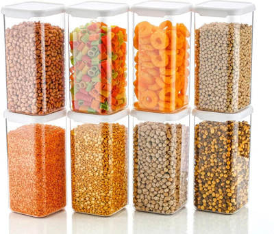 kitchkart Plastic Grocery Container  - 1500 ml(Pack of 8, White)