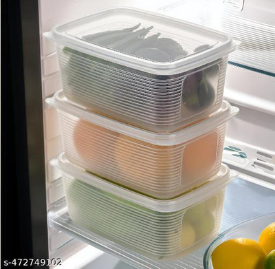 HANUMANTH Plastic Fridge Container  - 1800 ml(Pack of 3, Multicolor)