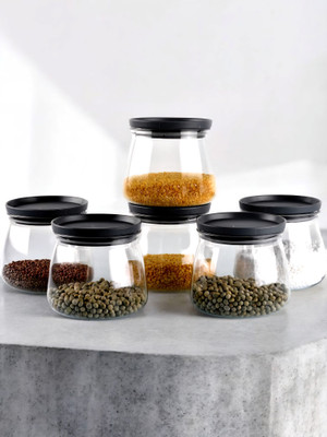 FINWIN Plastic Pickle Jar  - 700 ml(Pack of 6, Black)