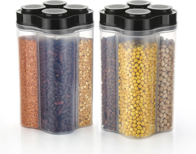 ADMONITION Plastic Grocery Container  - 2000 ml(Pack of 2, Black)