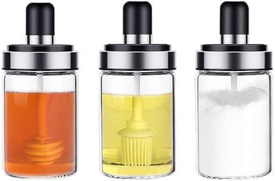 DN BROTHERS Glass Utility Container  - 250 ml(Pack of 3, Clear)