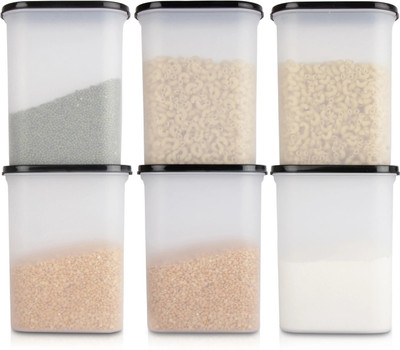 Cutting EDGE Polypropylene Grocery Container  - 2400 ml(Pack of 6, Black)