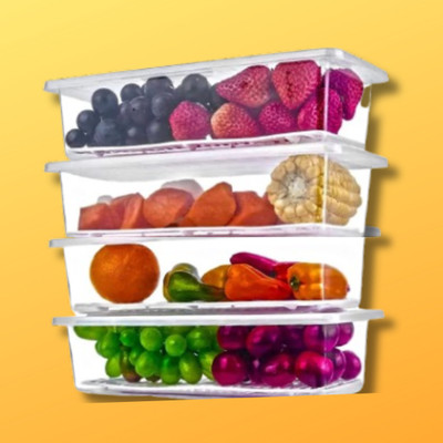 Charmpeak Plastic Fridge Container  - 1500 ml(Pack of 4, Clear)