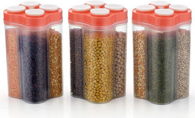 COMPLEX 7 Plastic Grocery Container  - 2400 ml(Pack of 3, Pink)