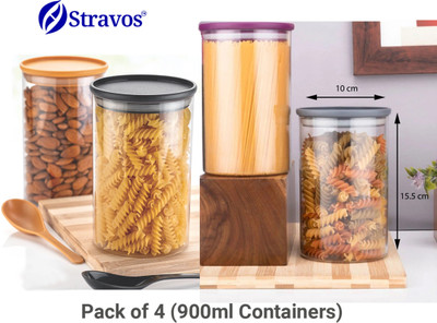 Stravos Plastic Grocery Container  - 900 ml(Pack of 4, Multicolor)