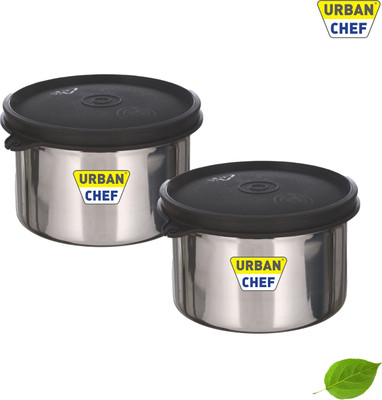 Urban Chef Stainless Steel Utility Container  - 1200 ml(Pack of 2, Black)