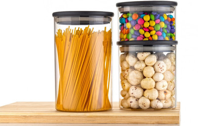 hirpan fab Plastic Grocery Container  - 300 ml, 600 ml, 900 ml(Pack of 3, Multicolor)