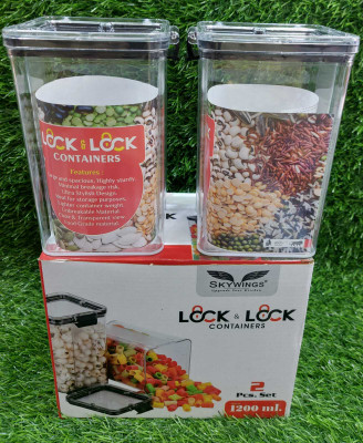 Ssproducts Plastic Grocery Container  - 1200 ml(Pack of 2, Clear)