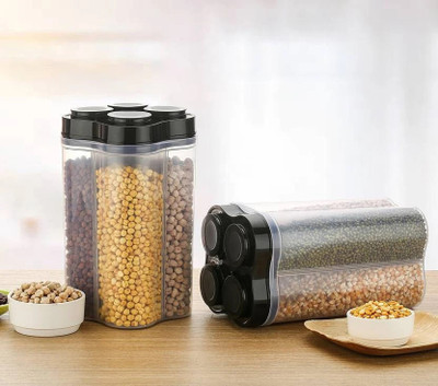 SCIVER Plastic Grocery Container  - 2400 ml(Pack of 2, Black)