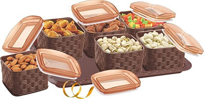 Porpoise Plastic Grocery Container  - 500 ml(Pack of 6, Brown)