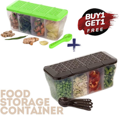 Shreeva Enterprise Plastic Grocery Container  - 1800 ml(Pack of 2, Multicolor)