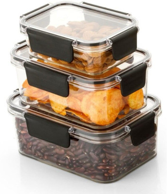Whitepixel Plastic Grocery Container  - 450 ml, 800 ml, 1100 ml(Pack of 3, Clear)