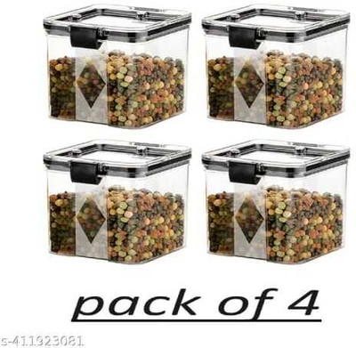Deep trading Plastic Grocery Container  - 600 ml(Pack of 4, Black)