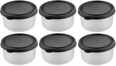 Serenity Plastic Grocery Container  - 400 ml(Pack of 6, Black)