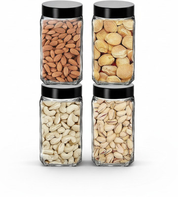 Shreeji krupa Glass Pickle Jar  - 1000 ml(Pack of 4, Clear)