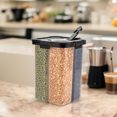 hitu Plastic Utility Container  - 2000 ml(Black, Clear)