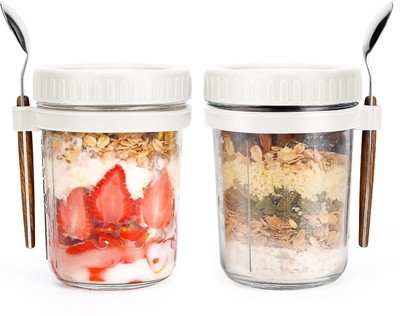 Tanlesa Glass Utility Container  - 350 ml(Pack of 2, Clear)