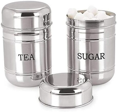 Tannu Craft Stainless Steel Tea Coffee & Sugar Container  - 500 ml(Pack of 2, Silver)