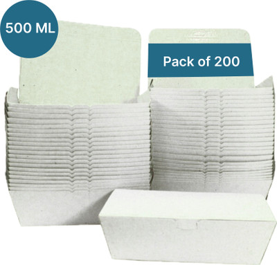 Kaagat Paper Utility Container  - 500 ml(Pack of 200, White)