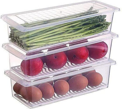 Zubix Plastic Fridge Container  - 1500 ml(Pack of 6, White)