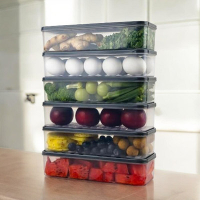 Moxstar Plastic Fridge Container  - 1500 ml(Pack of 6, Multicolor)