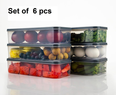 KAPWING Plastic Fridge Container  - 1500 ml(Pack of 6, Grey)