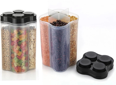 Ecodex Plastic Grocery Container  - 2400 ml(Pack of 2, Black)