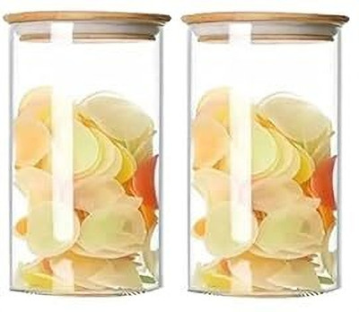 GR8INDIA Glass Cookie Jar  - 1050 ml(Pack of 2, Clear)