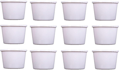 Picvel Plastic Fridge Container  - 500 ml(Pack of 12, White)