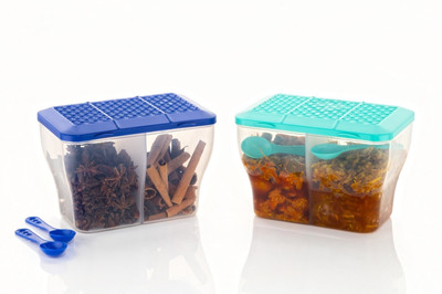 hitu Plastic Utility Container  - 2000 ml(Pack of 2, Blue, Green)