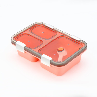 FIT 4 CHEF 3 Compartment Tokyo Lunch Box With Spoon & Fork ( Orange, 900 ml) 1 Containers Lunch Box(900 ml)
