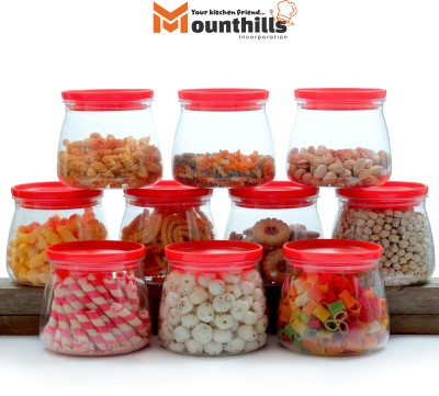 MOUNTHILLS Plastic Grocery Container  - 900 ml(Pack of 10, Red)