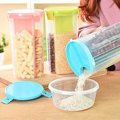 V Nine Plastic Grocery Container  - 1500 ml(Pack of 3, Multicolor)