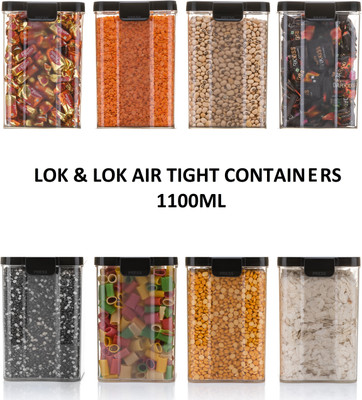 DEW MAT Plastic Grocery Container  - 1100 ml(Pack of 8, Clear)