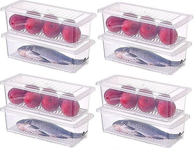 Zubix Plastic Fridge Container  - 1500 ml(Pack of 6, Clear)