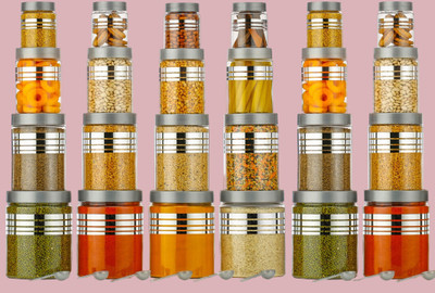 Ecodex Plastic Grocery Container  - 1200 ml(Pack of 24, Silver)