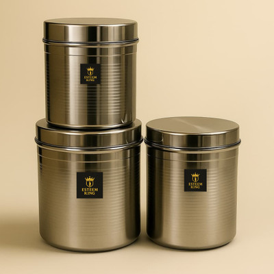 ESTEEM KING Stainless Steel Utility Container  - 5 kg, 6 kg, 7 kg(Pack of 3, Silver)