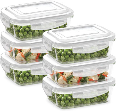 BOROSIL Glass Grocery Container  - 2220 ml(Pack of 6, Clear)