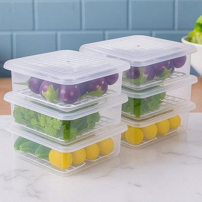 RAJVENTURES Plastic Fridge Container  - 2000 ml(Pack of 6, Transparent)