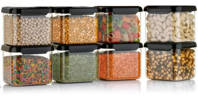 Homemet Plastic Grocery Container  - 550 ml(Pack of 8, Black)