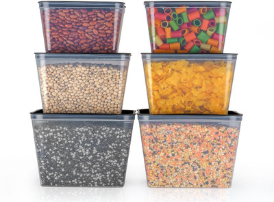 Ryleigh Plastic Fridge Container  - 2200 ml, 1500 ml, 1100 ml(Pack of 6, Clear)