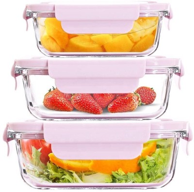ONMART Glass Grocery Container  - 1040 ml, 700 ml, 400 ml(Pack of 3, Clear)