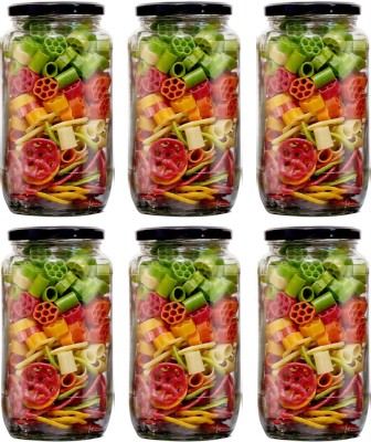 Skyper Glass Grocery Container  - 1100 ml(Pack of 6, White)